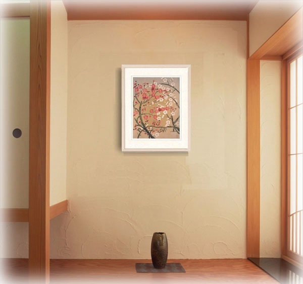 絵画 日本画 中島千波 ( なかじまちなみ ) ・紅白梅 インテリア 梅